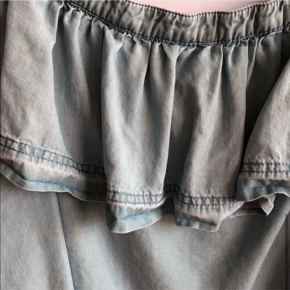 Women's Free People Chambray Ruffle Top - Picture 2 of 6